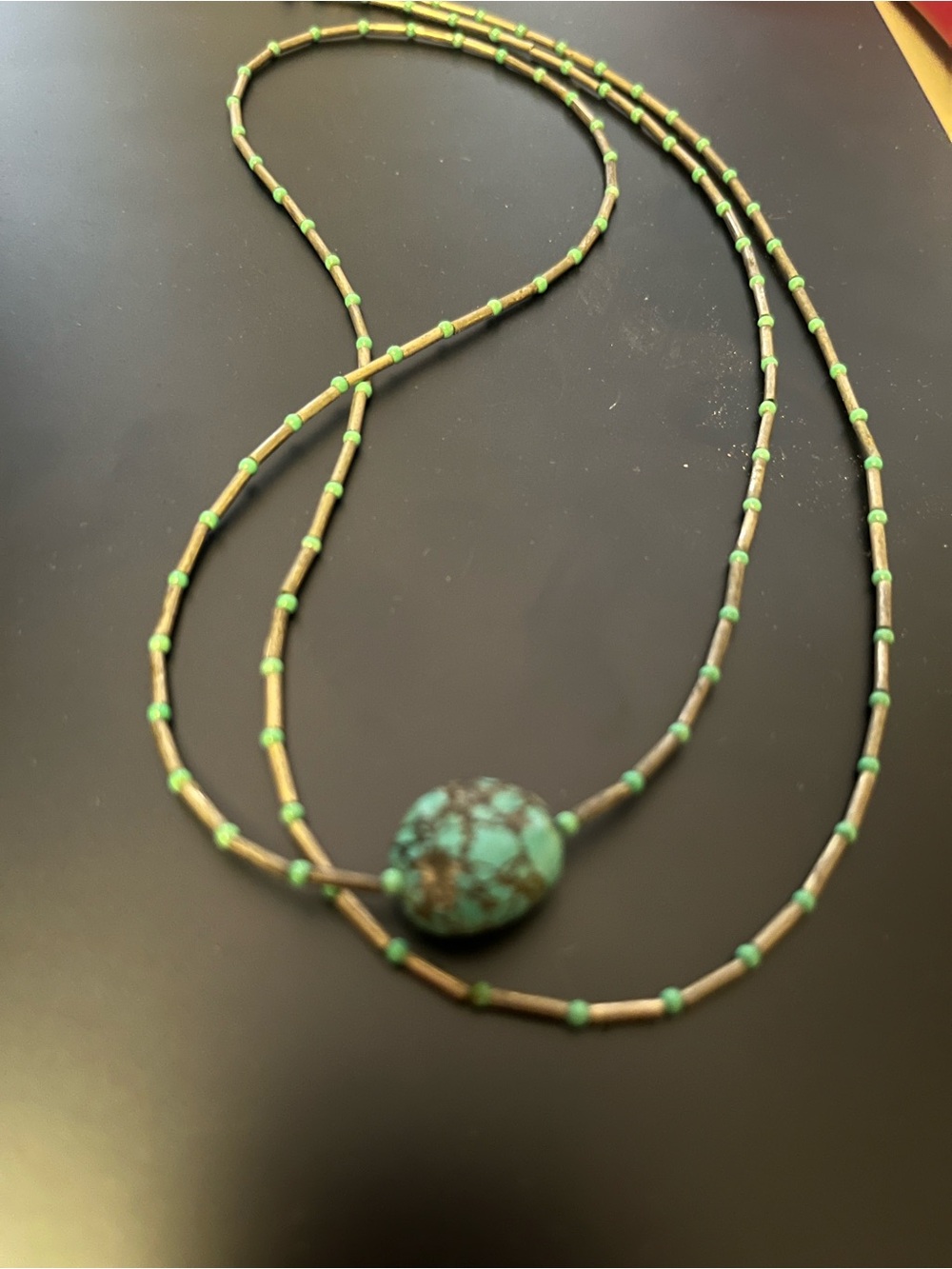 Turquoise & Sterling Bead Long Necklace